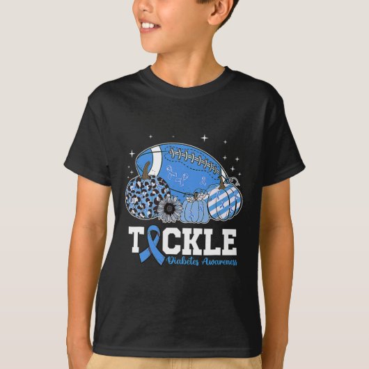 サッカー糖尿病性青色糖尿病1型戦争に取り組む Tシャツ (正面)