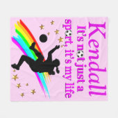 サッカー素晴らしパーソナライズされた女子フリースブランケット フリースブランケット (正面(横))