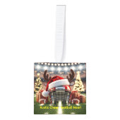 サッカー素朴クリスマス – フェスティバルホリデイ キューブオーナメント (正面)