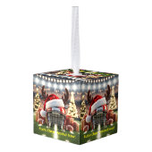 サッカー素朴クリスマス – フェスティバルホリデイ キューブオーナメント (裏面アングル)