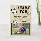 サッカー素朴サッカースポーツありがとうコーチ サンキューカード (正面)