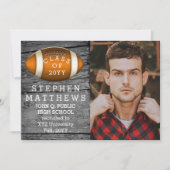 サッカー素朴写真の卒業発表 招待状 (正面)