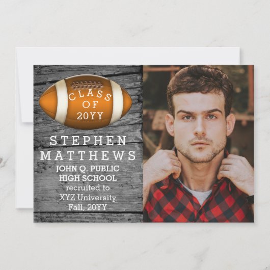 サッカー素朴写真の卒業発表 招待状 (正面)