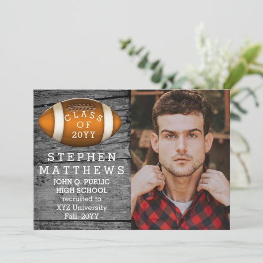 サッカー素朴写真の卒業発表 招待状 (スタンド正面)