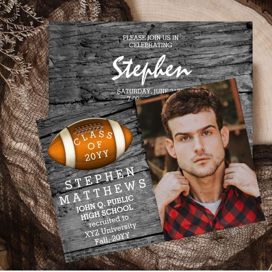 サッカー素朴写真の卒業発表 招待状