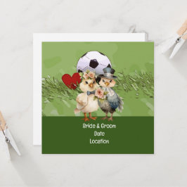 サッカー結婚をテーマにしたグリーンのボール 招待状