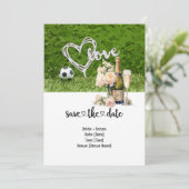 サッカー結婚をテーマにしたグリーンのボール 招待状 (スタンド正面)