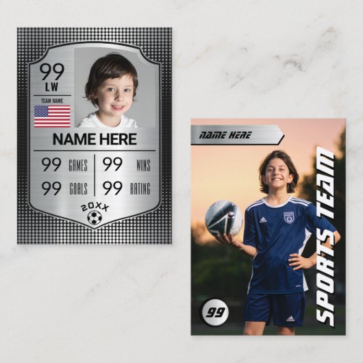 サッカー統計シールドカードサッカー取引カード コーリングカード (正面/裏面)