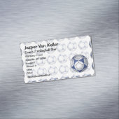 サッカー絵を描ボールの青と白 マグネット名刺 (インサイチュ)