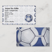 サッカー絵を描ボールの青と白 名刺 (正面/裏面)