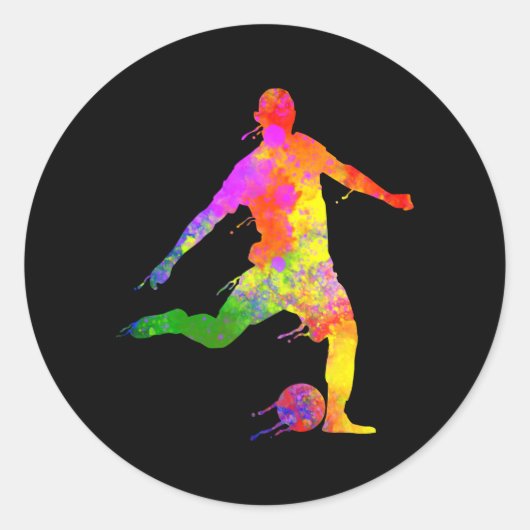 サッカー絵を描愛人グラフィック選手のスプラッシュ ラウンドシール (正面)