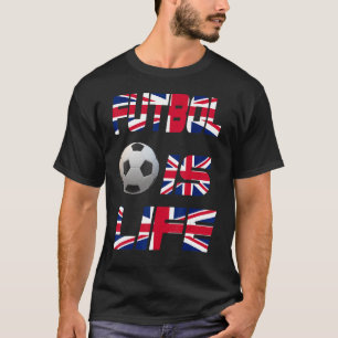 サッカー英語国旗FutbolはライフラブサッカーB Tシャツ