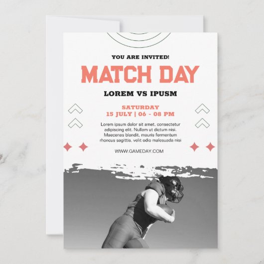 サッカー観戦パーティー招待 サッカーゲームデー 招待状 (正面)