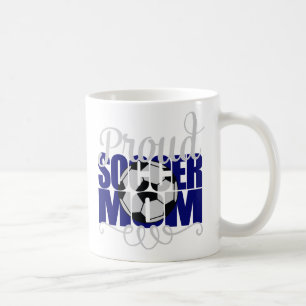 サッカー誇りを持ったのママ(青) コーヒーマグカップ