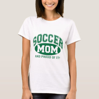 サッカー誇りを持ったママと！-グリーン Tシャツ