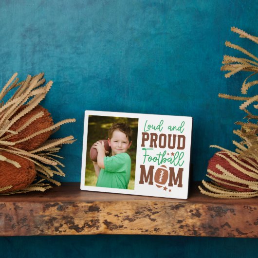 サッカー誇りを持ったママ家族写真 フォトプラーク (側面)