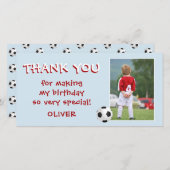 サッカー誕生日ありがとうフォトカード サンキューカード (正面/裏面)