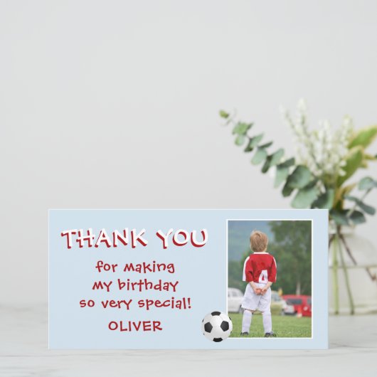 サッカー誕生日ありがとうフォトカード サンキューカード (スタンド正面)