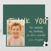 サッカー誕生日おめでとうフォト サンキューカード (正面/裏面)