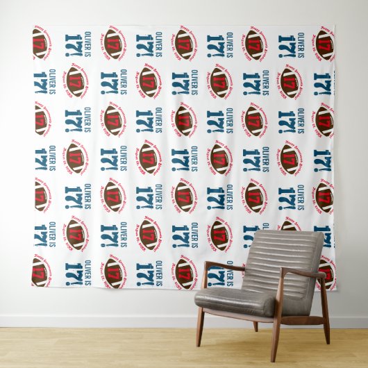 サッカー誕生日のステップと繰り返し写真の背景 タペストリー (インサイチュ(横))