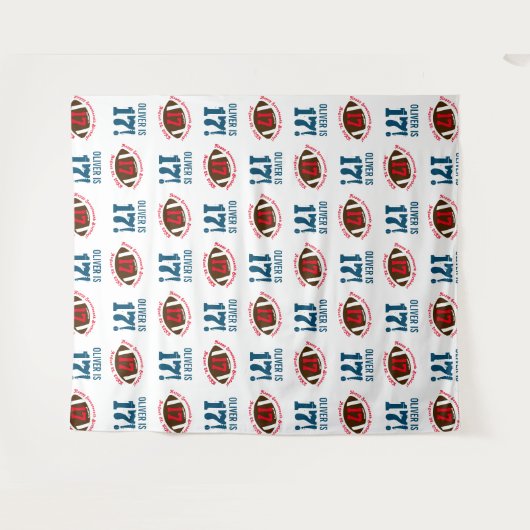 サッカー誕生日のステップと繰り返し写真の背景 タペストリー (正面(横))