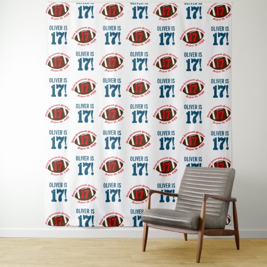 サッカー誕生日のステップと繰り返し写真の背景 タペストリー (インサイチュ)