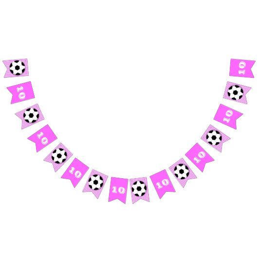 サッカー誕生日の女の子のピンクパーティーテーマ バンティングフラッグ (全)