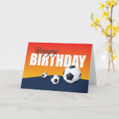 サッカー誕生日オンブルーとオレンジアスリート カード (黄色い花)
