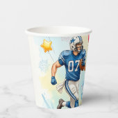 サッカー誕生日カップ、風船、花火、おもしろい 紙コップ (正面)
