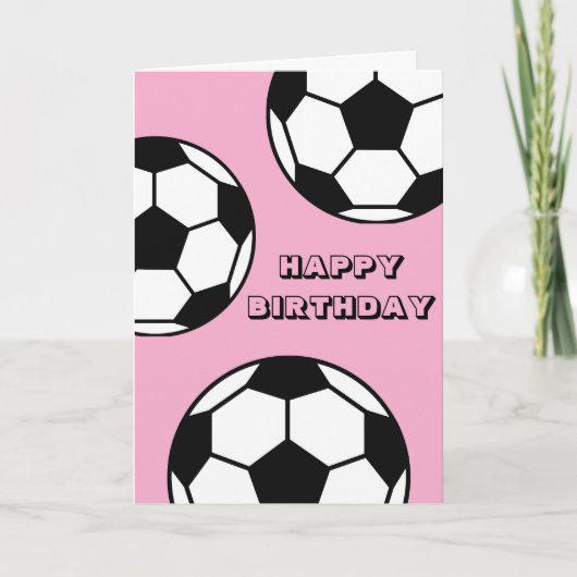 サッカー誕生日カード – ピンクスポーツテーマ カード (正面)