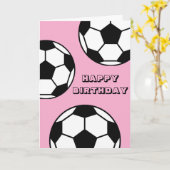 サッカー誕生日カード – ピンクスポーツテーマ カード (黄色い花)