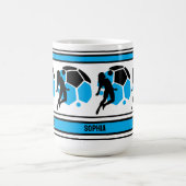 サッカー誕生日ギフト、サッカー女性ガールプレーヤー コーヒーマグカップ (中央)