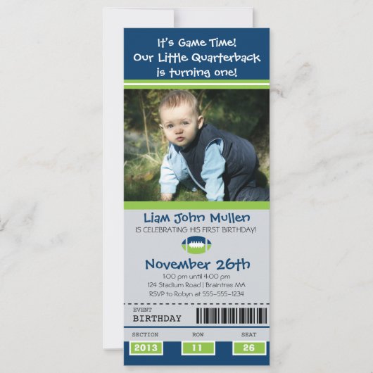 サッカー誕生日チケット 招待状 (正面)