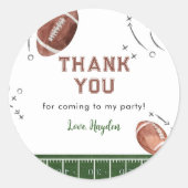 サッカー誕生日パーティーありがとうステッカー ラウンドシール (正面)