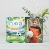 サッカー誕生日パーティーの写真 招待状 (スタンド正面)