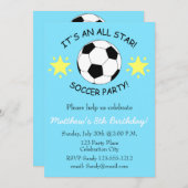 サッカー誕生日パーティーの子どもの招待をカスタマイズ可能 招待状 (正面/裏面)