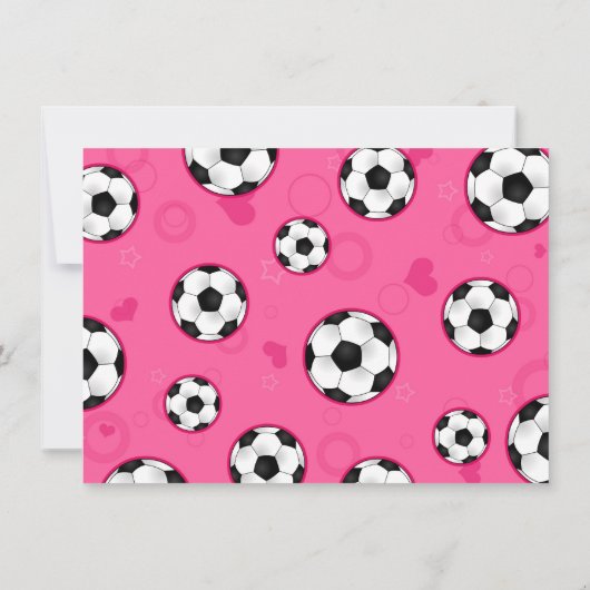 サッカー誕生日パーティーの招待ピンク 招待状 (裏面)