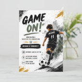 サッカー誕生日パーティーの招待状 - ゲームオン サッカー 招待状 (スタンド正面)