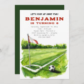 サッカー誕生日パーティーの招待 – フットボール誕生日 招待状 (正面/裏面)