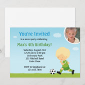 サッカー誕生日パーティーの招待 招待状 (正面/裏面)