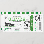 サッカー誕生日パーティーチケットスポーツデジタル 招待状 (正面/裏面)