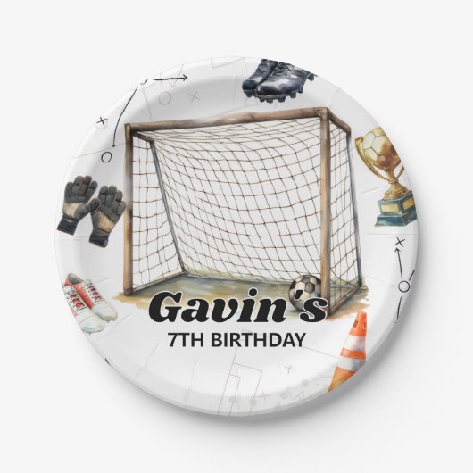 サッカー誕生日パーティーファバータグ ペーパープレート (正面)