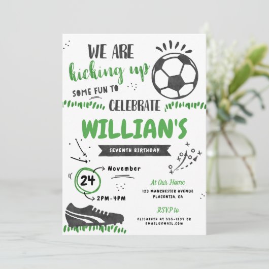 サッカー誕生日パーティー招待スポーツデジタル 招待状 (スタンド正面)