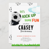 サッカー誕生日パーティー招待状,デジタル,印刷可能 招待状 (正面/裏面)