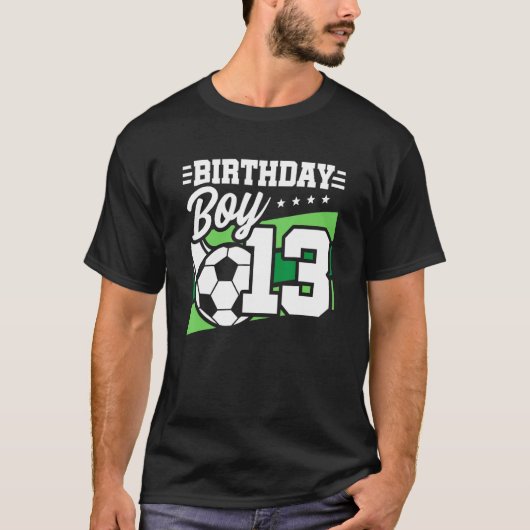 サッカー誕生日パーティー13歳の少年13th Bir Tシャツ (正面)