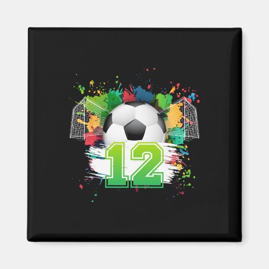 サッカー誕生日パーティー 12歳 サッカー好きな少年用 マグネット (正面)
