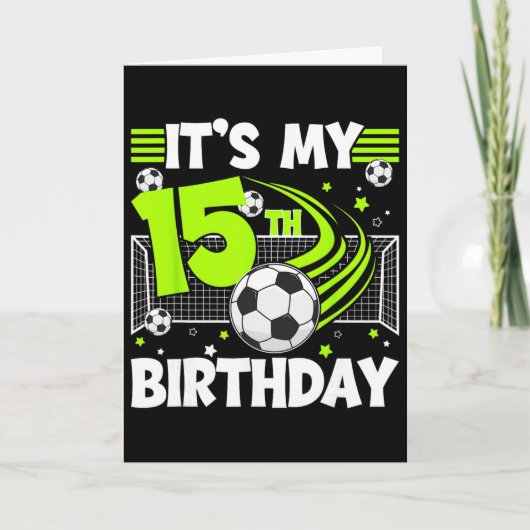サッカー誕生日パーティー 15歳 サッカー選手 15才 カード (正面)
