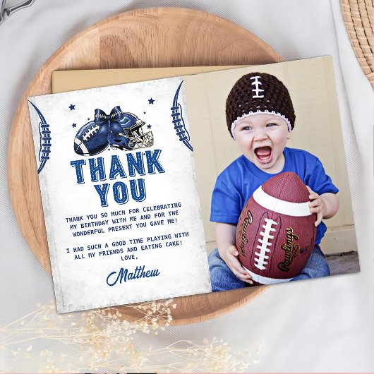 サッカー誕生日フォトサンキューカード サンキューカード