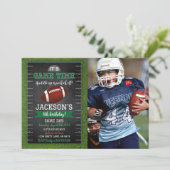 サッカー誕生日フォト招待状ブラック 招待状 (スタンド正面)