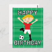 サッカー誕生日ボーイ赤と白1 ポストカード (正面/裏面)